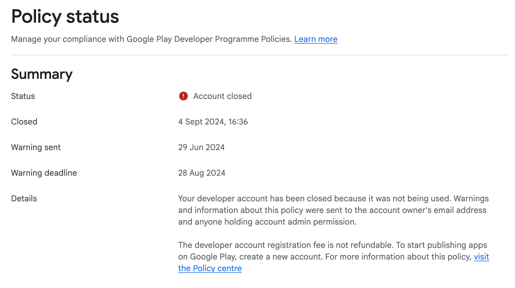 Getting back my closed Google Play Developer account