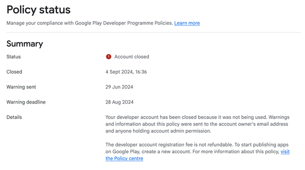 Getting back my closed Google Play Developer account